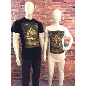 Switch Men Trendy 100% Cotton 3D Money Graphics Design Tee- Shirts Black